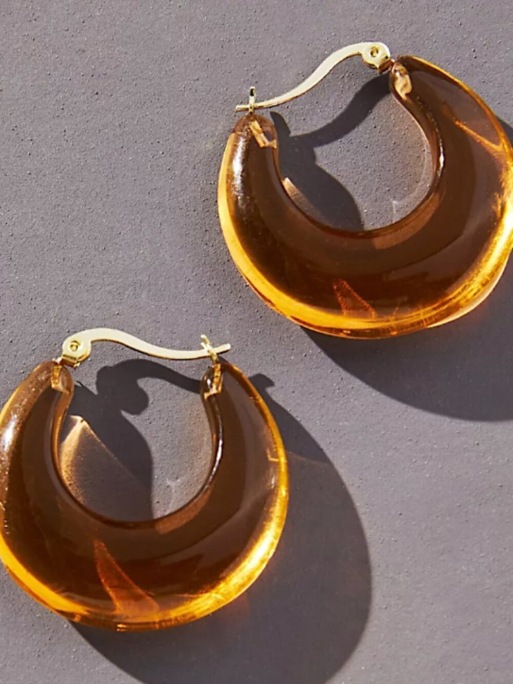 NEW Anthropologie Amber Resin Hoop Earrings